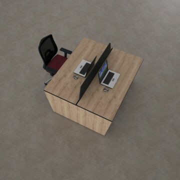 Panel İkili Çalışma Masası 140x140 - Meşe