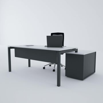 Cube-40 80cm Alt Etajerli Çalışma Masası 140x80 - Beyaz