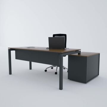 Cube-40 80cm Alt Etajerli Çalışma Masası 140x80 - Ceviz