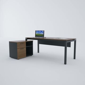 Cube-40 80cm Alt Etajerli Çalışma Masası 140x80 - Ceviz