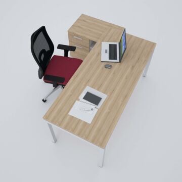 Cube-40 80cm Alt Etajerli Çalışma Masası 140x80 - Meşe