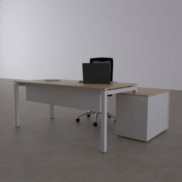 Cube-40 80cm Alt Etajerli Çalışma Masası 140x80 - Meşe