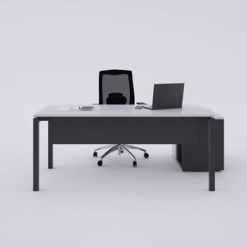 Cube-40 80cm Alt Etajerli Çalışma Masası 160x80 - Beyaz