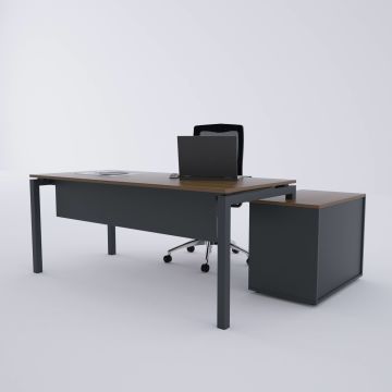 Cube-40 80cm Alt Etajerli Çalışma Masası 160x80 - Ceviz