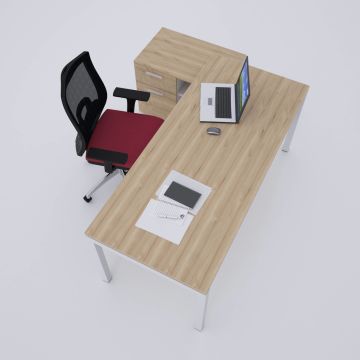 Cube-40 80cm Alt Etajerli Çalışma Masası 160x80 - Meşe