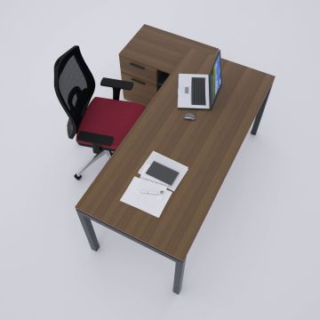 Cube-40 80cm Alt Etajerli Çalışma Masası 180x80 - Ceviz