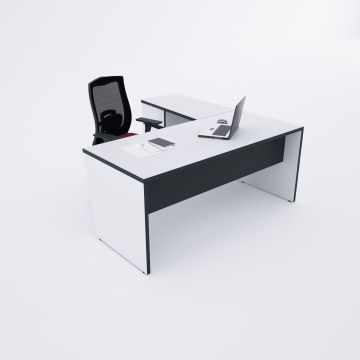 Panel Keson Etajerli Çalışma Masası 160x180 - Beyaz