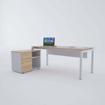 Cube-40 80cm Alt Etajerli Çalışma Masası 180x80 - Meşe