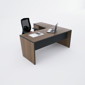 Panel Keson Etajerli Çalışma Masası 160x180 - Ceviz