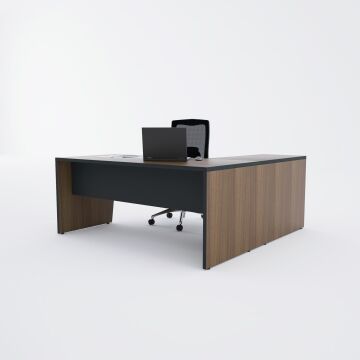 Panel Keson Etajerli Çalışma Masası 160x180 - Ceviz