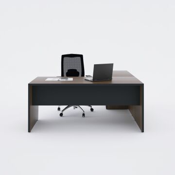 Panel Keson Etajerli Çalışma Masası 160x180 - Ceviz