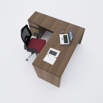 Panel Keson Etajerli Çalışma Masası 160x180 - Ceviz