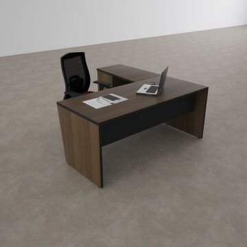 Panel Keson Etajerli Çalışma Masası 160x180 - Ceviz