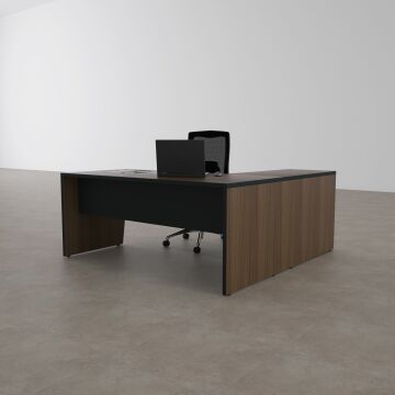 Panel Keson Etajerli Çalışma Masası 160x180 - Ceviz