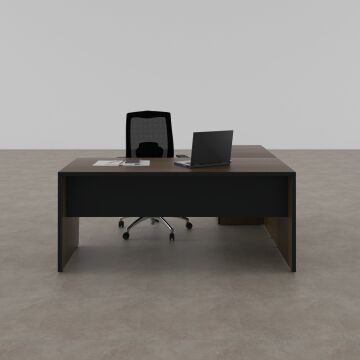 Panel Keson Etajerli Çalışma Masası 160x180 - Ceviz