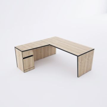 Panel Keson Etajerli Çalışma Masası 160x180 - Meşe