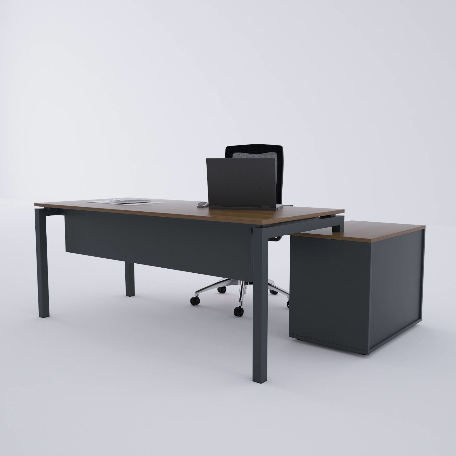 Cube-40 80cm Alt Etajerli Çalışma Masası 200x80 - Ceviz