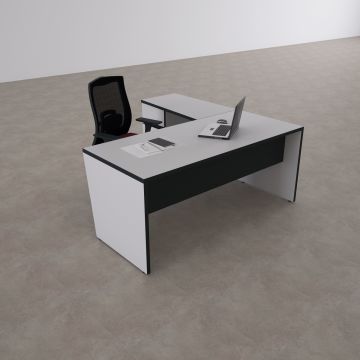 Panel Keson Etajerli Çalışma Masası 180x180 - Beyaz