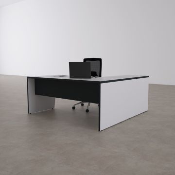 Panel Keson Etajerli Çalışma Masası 180x180 - Beyaz