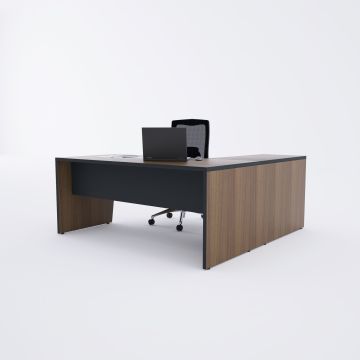 Panel Keson Etajerli Çalışma Masası 180x180 - Ceviz