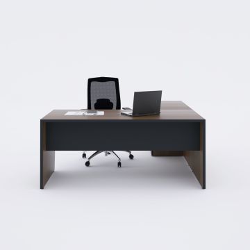 Panel Keson Etajerli Çalışma Masası 180x180 - Ceviz