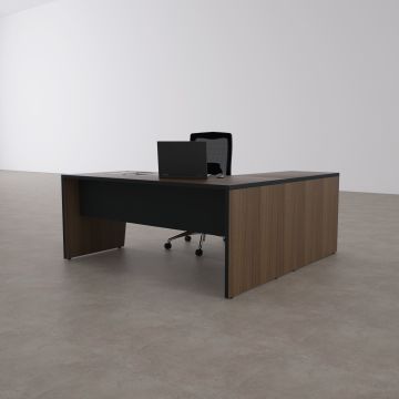 Panel Keson Etajerli Çalışma Masası 180x180 - Ceviz