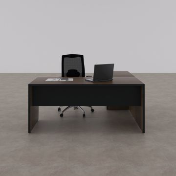 Panel Keson Etajerli Çalışma Masası 180x180 - Ceviz