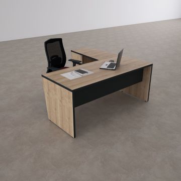 Panel Keson Etajerli Çalışma Masası 180x180 - Meşe