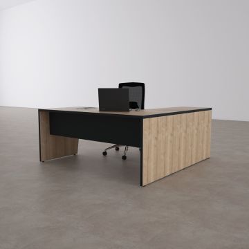 Panel Keson Etajerli Çalışma Masası 180x180 - Meşe