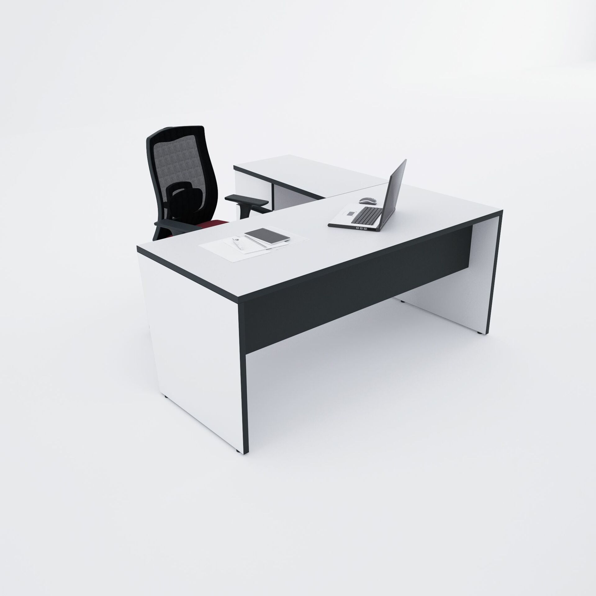 Panel Keson Etajerli Çalışma Masası 200x180 - Beyaz