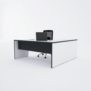 Panel Keson Etajerli Çalışma Masası 200x180 - Beyaz