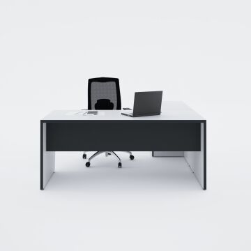 Panel Keson Etajerli Çalışma Masası 200x180 - Beyaz