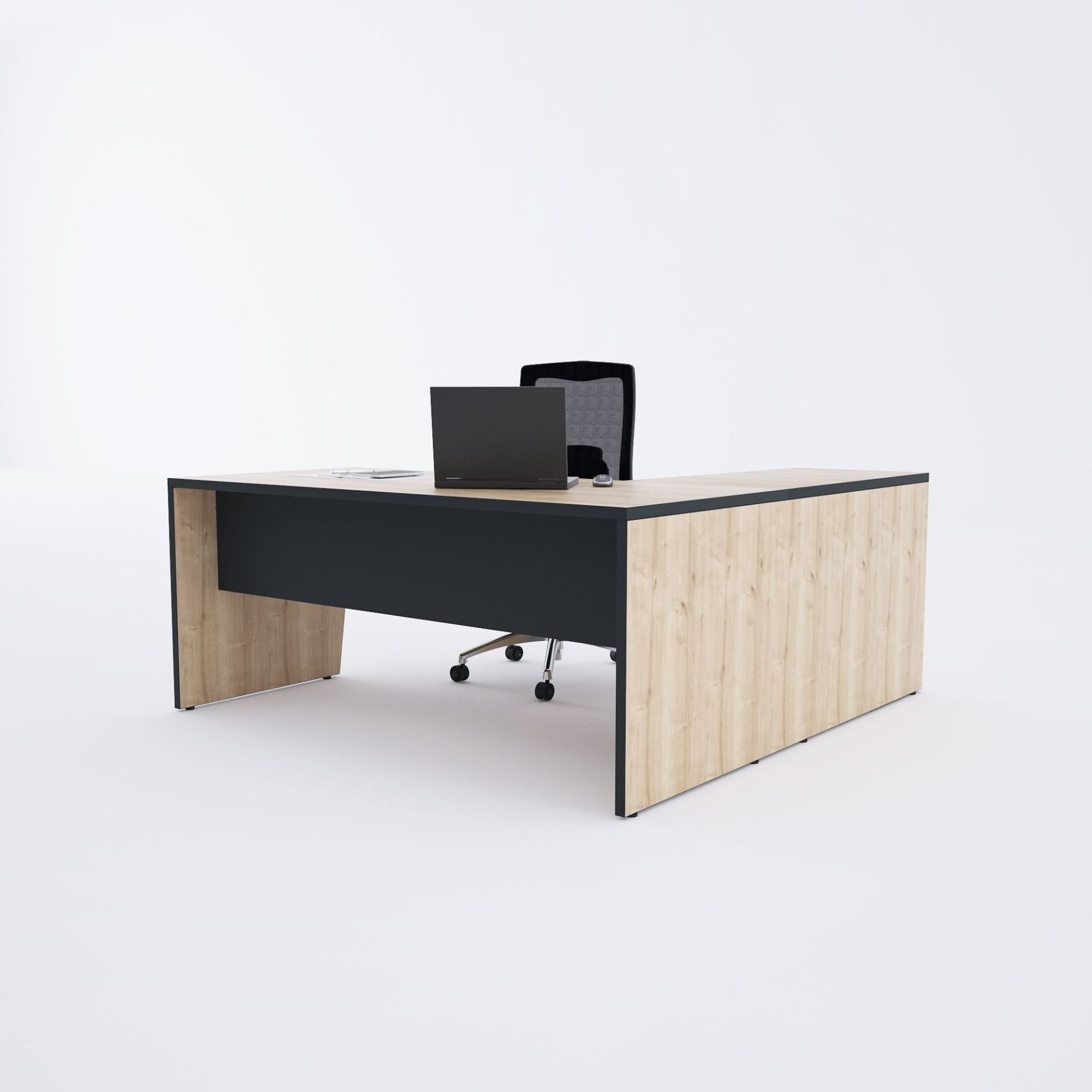 Panel Keson Etajerli Çalışma Masası 200x180 - Meşe