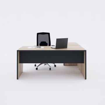 Panel Keson Etajerli Çalışma Masası 200x180 - Meşe