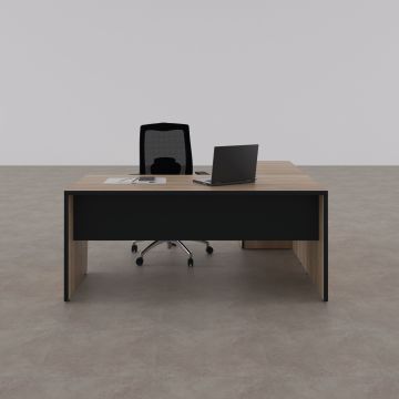 Panel Keson Etajerli Çalışma Masası 200x180 - Meşe