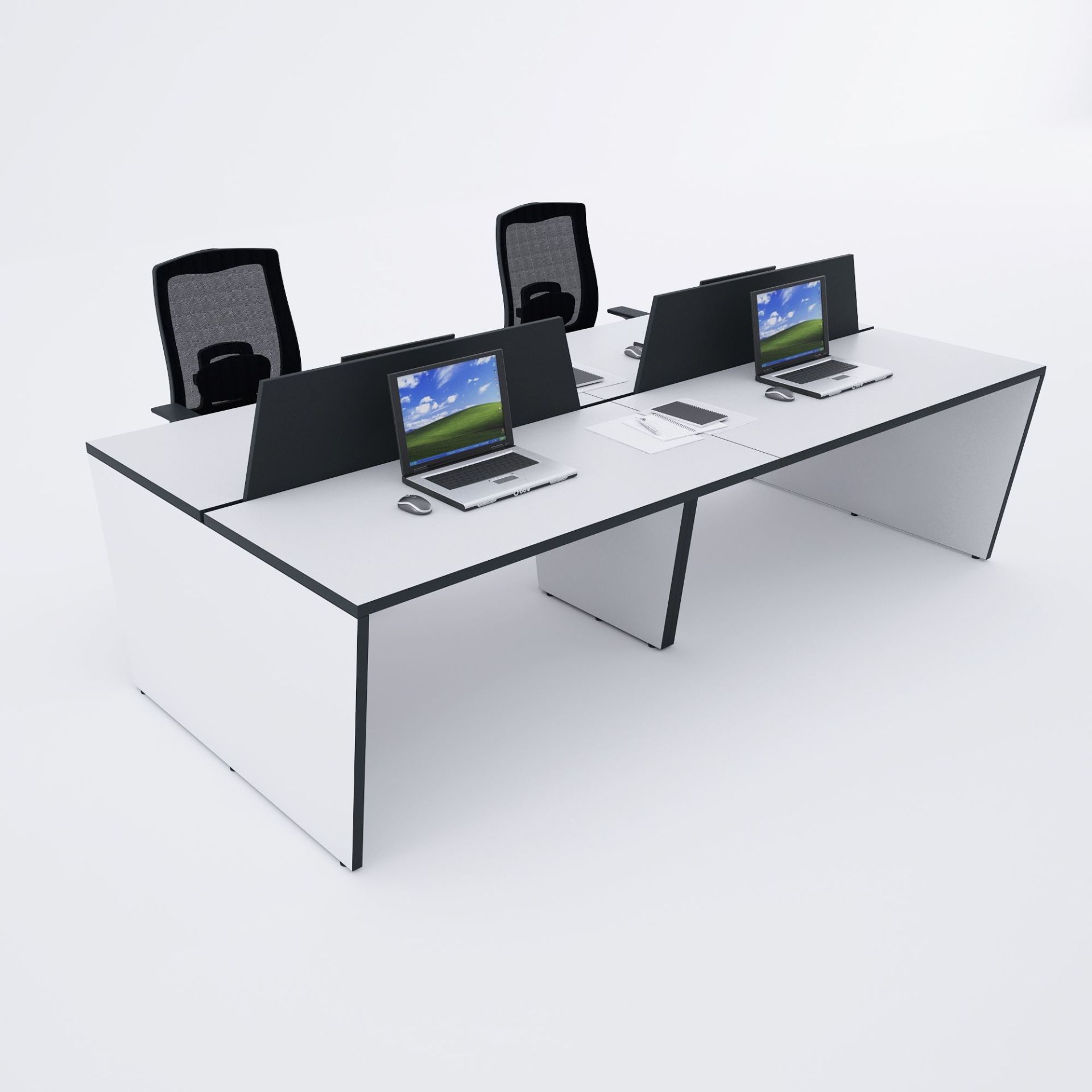 Panel Dörtlü Çalışma Masası 200x140 - Beyaz