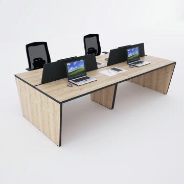 Panel Dörtlü Çalışma Masası 200x140 - Meşe