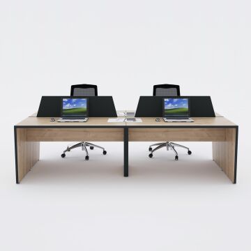 Panel Dörtlü Çalışma Masası 200x140 - Meşe