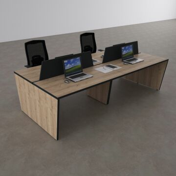 Panel Dörtlü Çalışma Masası 200x140 - Meşe