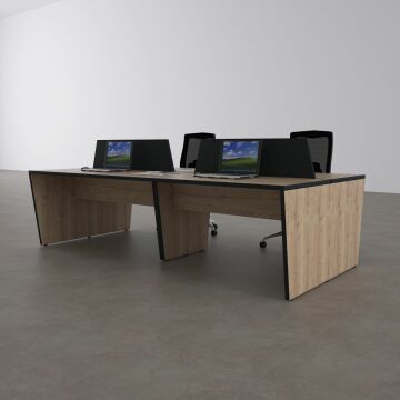 Panel Dörtlü Çalışma Masası 200x140 - Meşe