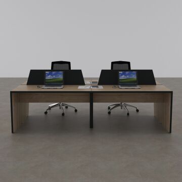 Panel Dörtlü Çalışma Masası 200x140 - Meşe