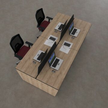 Panel Dörtlü Çalışma Masası 200x140 - Meşe