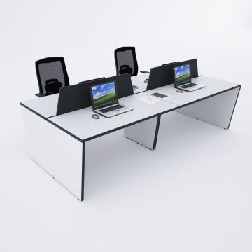 Panel Dörtlü Çalışma Masası 240x140 - Beyaz