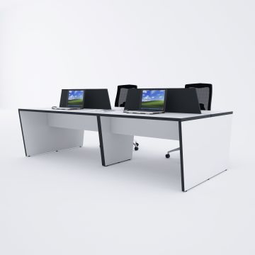 Panel Dörtlü Çalışma Masası 240x140 - Beyaz