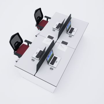 Panel Dörtlü Çalışma Masası 240x140 - Beyaz