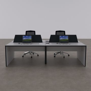 Panel Dörtlü Çalışma Masası 240x140 - Beyaz