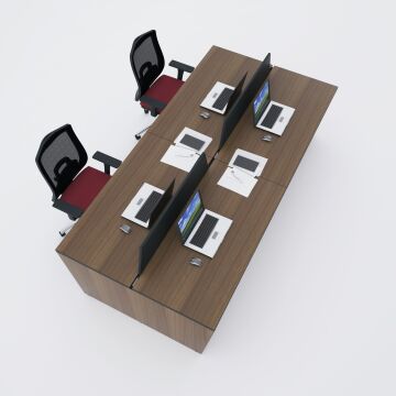 Panel Dörtlü Çalışma Masası 240x140 - Ceviz