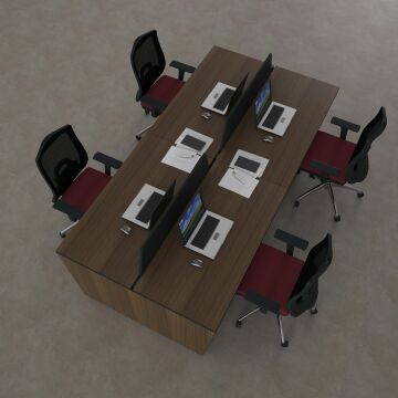 Panel Dörtlü Çalışma Masası 240x140 - Ceviz