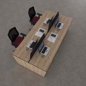 Panel Dörtlü Çalışma Masası 240x140 - Meşe