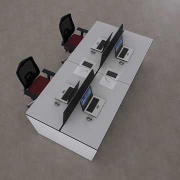 Panel Dörtlü Çalışma Masası 280x140 - Beyaz